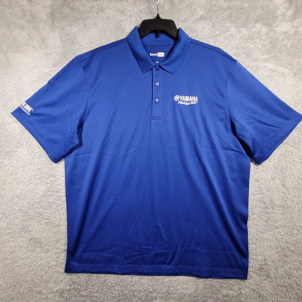 Yamaha‎ Yamalube Embroidered Polo Shirt Mens 2XL Blue Performance CornerStone